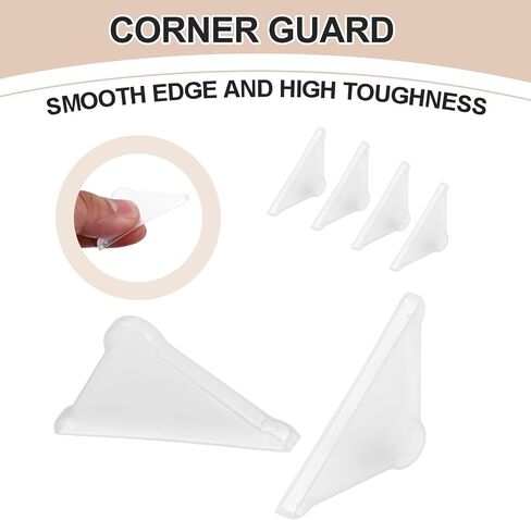 uxcell 60Pcs Triangle Glass Corner Protector, 0.2 x 1.46 Inch Plastic Glass Table Corner Protector Transport Corner Guard for Glass, Ceramics, Wood, and Steel(Rounded Corner, Clear) in Saudi Arabia