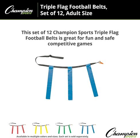 Deluxe Flag Football Game Set: Champion Sports Flag Football Equipment - Game Sets with 5 Blue Flag Football Belts, 5 Yellow Flag Football Belts, 4 Orange Disc Cones and Mesh Carrying Bag in Saudi Arabia