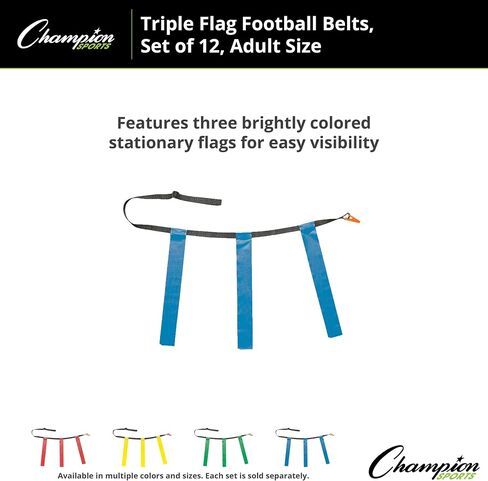 Deluxe Flag Football Game Set: Champion Sports Flag Football Equipment - Game Sets with 5 Blue Flag Football Belts, 5 Yellow Flag Football Belts, 4 Orange Disc Cones and Mesh Carrying Bag in Saudi Arabia