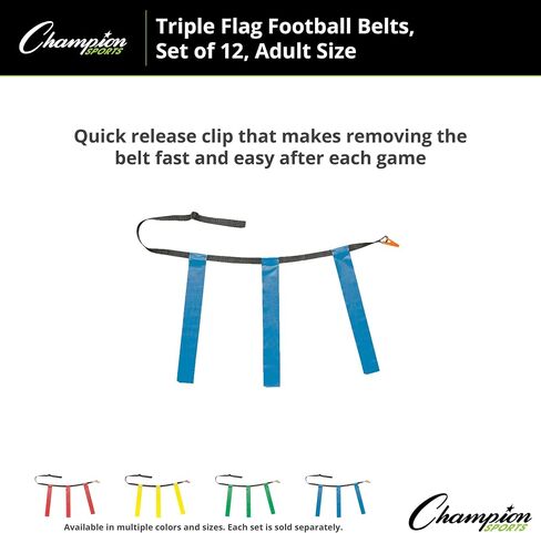 Deluxe Flag Football Game Set: Champion Sports Flag Football Equipment - Game Sets with 5 Blue Flag Football Belts, 5 Yellow Flag Football Belts, 4 Orange Disc Cones and Mesh Carrying Bag in Saudi Arabia