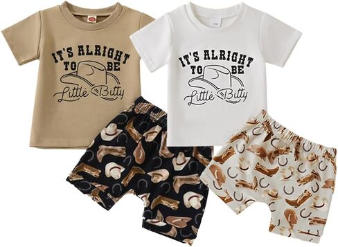 Baby Boys 4-Piece Cotton Shorts T-Shirt Summer Outfit Sets Infant Clothes in Saudi Arabia