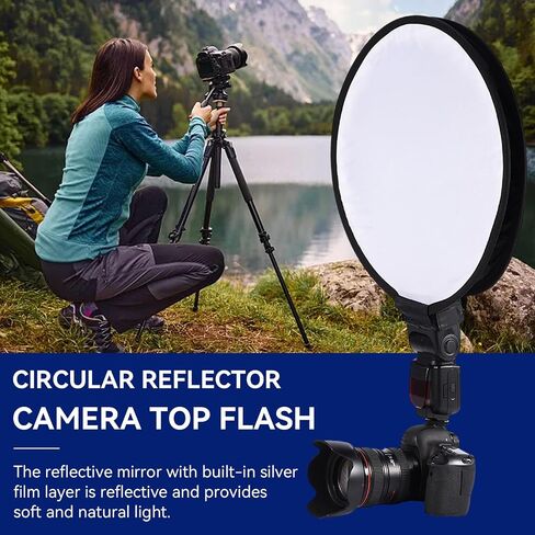Flash Diffuser Light Softbox ، Mini Round Beauty Disc Disc Disc Light Camera Camera Camera Flash Reflector Assories (40 سم) in Kuwait