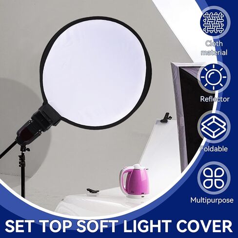Flash Diffuser Light Softbox ، Mini Round Beauty Disc Disc Disc Light Camera Camera Camera Flash Reflector Assories (40 سم) in Kuwait