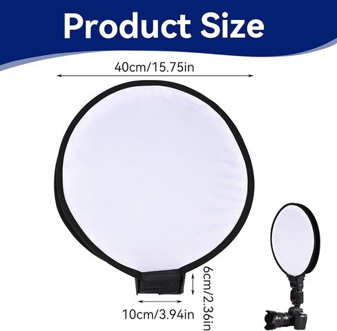 Flash Diffuser Light Softbox ، Mini Round Beauty Disc Disc Disc Light Camera Camera Camera Flash Reflector Assories (40 سم) in Kuwait