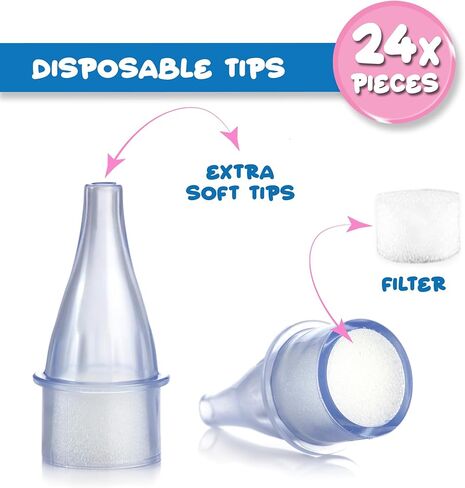 Nasal Aspirator for Baby and Syringes - Nasal Irrigator Bundle with 24 Disposable Tips and 4 Nasal Syringes for Babies | Manual Control & Portable Design (Starter Kit) in Saudi Arabia