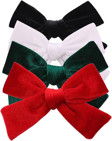 Vintage Velvet Bow Hair Clips for Baby Girl Kids Women Fall Velvet Christmas Hair Bows Barrettes Accessories (2 pcs Black) in Kuwait