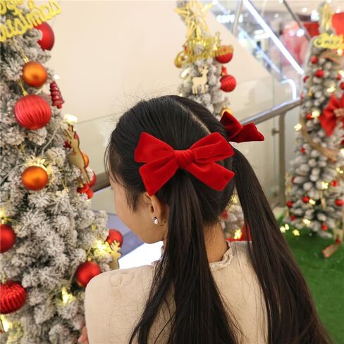 Vintage Velvet Bow Hair Clips for Baby Girl Kids Women Fall Velvet Christmas Hair Bows Barrettes Accessories (2 pcs Black) in Kuwait