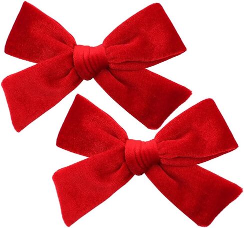Vintage Velvet Bow Hair Clips for Baby Girl Kids Women Fall Velvet Christmas Hair Bows Barrettes Accessories (2 pcs Black) in Kuwait