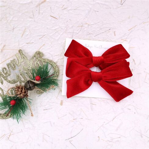 Vintage Velvet Bow Hair Clips for Baby Girl Kids Women Fall Velvet Christmas Hair Bows Barrettes Accessories (2 pcs Black) in Kuwait