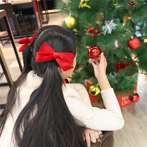 Vintage Velvet Bow Hair Clips for Baby Girl Kids Women Fall Velvet Christmas Hair Bows Barrettes Accessories (2 pcs Black) in Kuwait