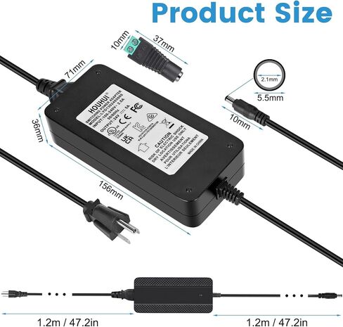 [UL مدرجة] محول إمداد الطاقة 24V 2.5A 60W ، 100-240V AC إلى 24 فولت 2.5 AMP DC CONTRICTER US WALL POWER ADAPTER LOWER in Kuwait