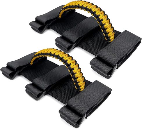 2 Pack UTV Grab Handles for 1.5-2 inch Bars- Roll Bar Grab Handles for UTV&ATV Compatible with Polaris RZR,Can Am,Kawasaki Mule,Honda Pioneer,Paracord Bar Handles,Black&Olive in Kuwait