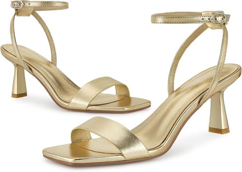 wetkiss Kitten Heels Women Heels Sandals Low Heels Cute Heels Strappy Heels Square Toe Heels Black Nude Gold in Kuwait