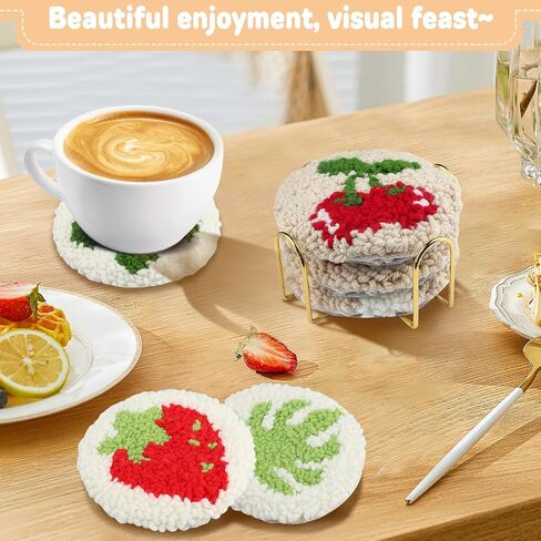 AIRDEA Punch Needle Coasters Kit,Landscape Punch Needle Embroidery Complete Kits for Adults Beginner 3.94x3.94 Inches,Included All Accessories,DIY Car Coasters,Drink Coasters, in Saudi Arabia