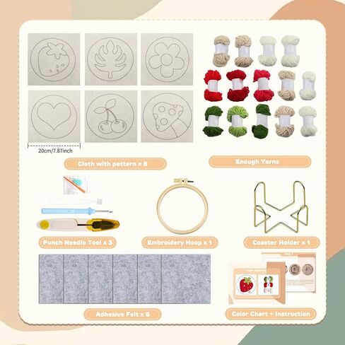 AIRDEA Punch Needle Coasters Kit,Landscape Punch Needle Embroidery Complete Kits for Adults Beginner 3.94x3.94 Inches,Included All Accessories,DIY Car Coasters,Drink Coasters, in Saudi Arabia