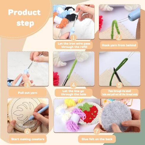 AIRDEA Punch Needle Coasters Kit,Landscape Punch Needle Embroidery Complete Kits for Adults Beginner 3.94x3.94 Inches,Included All Accessories,DIY Car Coasters,Drink Coasters, in Saudi Arabia