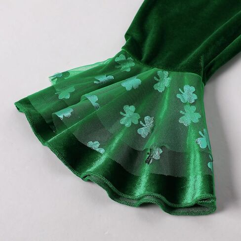 Baby Girl My First St. Patrick's Day Outfits Green Long Sleeve Romper Lucky Clover Pant+Headband Clothes Set in Saudi Arabia