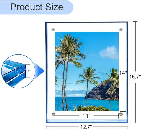 11x14 Picture Frames, Stunning Color Acrylic Photo Frame, Horizontal and Vertical Formats for Tabletop Display Poster Frame, Blue, 1Pack in Saudi Arabia