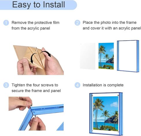11x14 Picture Frames, Stunning Color Acrylic Photo Frame, Horizontal and Vertical Formats for Tabletop Display Poster Frame, Blue, 1Pack in Saudi Arabia