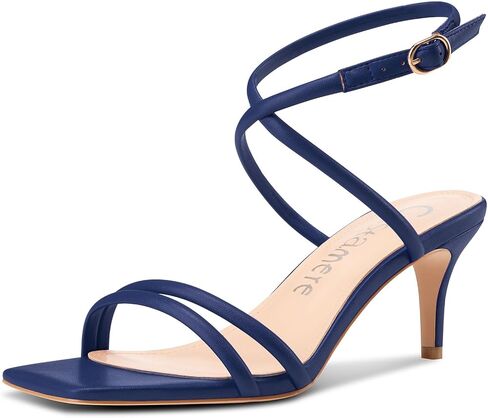 Castamere Womens Mid Kitten Heel Open Square Toe Sandals Ankle Strap Cross-Strap Prom Dress Cute Summer 2.6 Inches Heels in Saudi Arabia