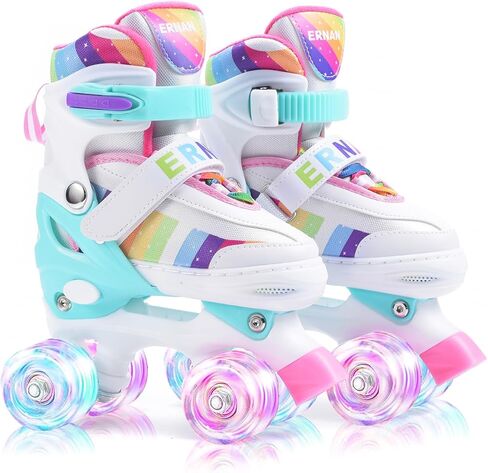 زلاجات دوارة ERNAN، زلاجات دوارة للأطفال، زلاجات دوارة للفتيات، 4 زلاجات دوارة قابلة للتعديل للأطفال الصغار مع عجلات مضيئة للأطفال المبتدئين من الفتيات والفتيان in Kuwait