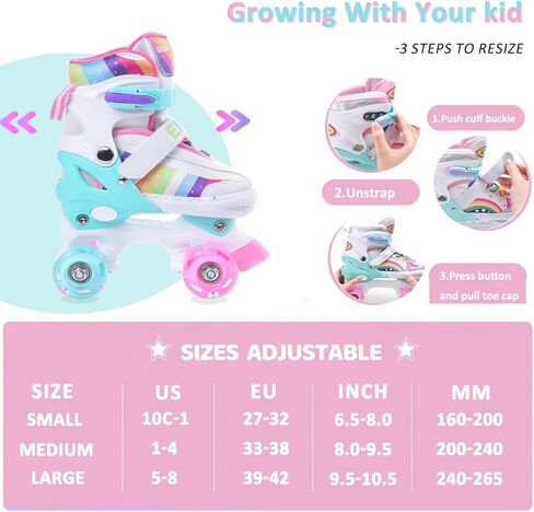 زلاجات دوارة ERNAN، زلاجات دوارة للأطفال، زلاجات دوارة للفتيات، 4 زلاجات دوارة قابلة للتعديل للأطفال الصغار مع عجلات مضيئة للأطفال المبتدئين من الفتيات والفتيان in Kuwait