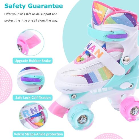 زلاجات دوارة ERNAN، زلاجات دوارة للأطفال، زلاجات دوارة للفتيات، 4 زلاجات دوارة قابلة للتعديل للأطفال الصغار مع عجلات مضيئة للأطفال المبتدئين من الفتيات والفتيان in Kuwait