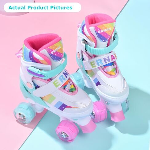 زلاجات دوارة ERNAN، زلاجات دوارة للأطفال، زلاجات دوارة للفتيات، 4 زلاجات دوارة قابلة للتعديل للأطفال الصغار مع عجلات مضيئة للأطفال المبتدئين من الفتيات والفتيان in Kuwait