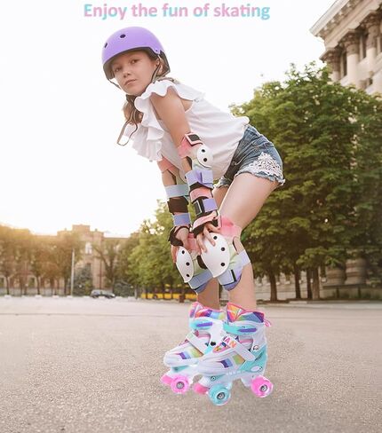 زلاجات دوارة ERNAN، زلاجات دوارة للأطفال، زلاجات دوارة للفتيات، 4 زلاجات دوارة قابلة للتعديل للأطفال الصغار مع عجلات مضيئة للأطفال المبتدئين من الفتيات والفتيان in Kuwait