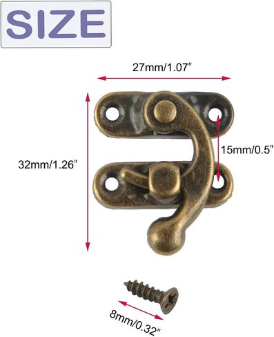 Antique Bronze Hasp Latch and Hinges Set, Retro Vintage Style Hinges and Hasp Lock with Matching Screwing for DIY Crafts Wooden Jewelry Box in Saudi Arabia