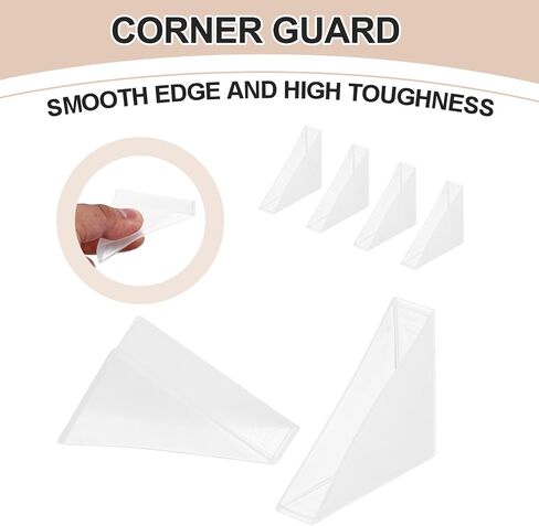 uxcell 30Pcs Triangle Glass Corner Protector, 0.5/0.6/0.7 Inch Plastic Glass Table Corner Protector Transport Corner Guard for Glass, Ceramics, Wood, and Steel(Right Angle, Clear) in Saudi Arabia