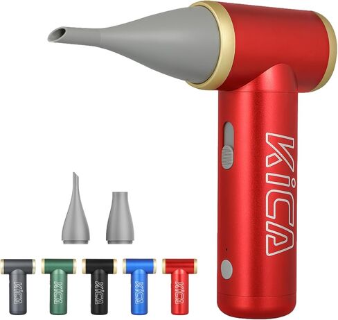 منفضة هواء كهربائية KiCA Jetfan 2.0 للكمبيوتر/لوحة المفاتيح/تنظيف المنزل/عدسة الكاميرا/التخييم/شواء/السيارة/صالون الحلاقة/تجفيف الشعر، 100000 دورة في الدقيقة، فوهة مطورة/عمر البطارية، أداة بديلة للهواء - أسود in Kuwait