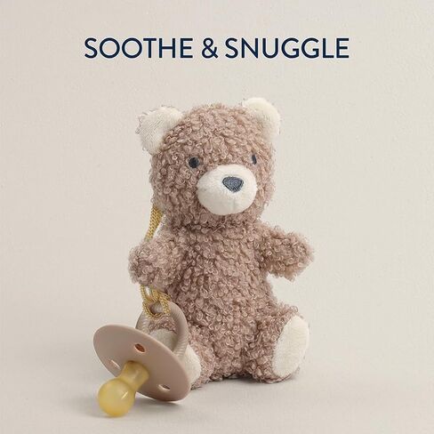 Itzy Ritzy Pacifier & Lovey Set - Natural Rubber Paci with Stuffed Animal Lovey - Detachable Plush Bear Pacifier Holder & Coordinating Natural Rubber Soother, Ideal for Ages 0-6 Months (Bear) in Kuwait