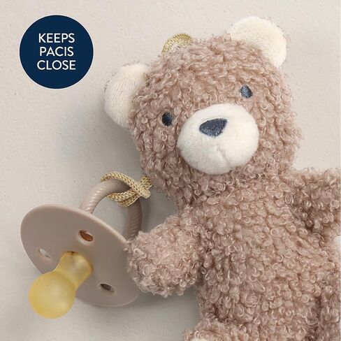 Itzy Ritzy Pacifier & Lovey Set - Natural Rubber Paci with Stuffed Animal Lovey - Detachable Plush Bear Pacifier Holder & Coordinating Natural Rubber Soother, Ideal for Ages 0-6 Months (Bear) in Kuwait