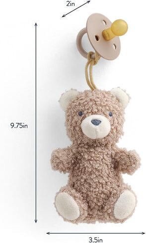 Itzy Ritzy Pacifier & Lovey Set - Natural Rubber Paci with Stuffed Animal Lovey - Detachable Plush Bear Pacifier Holder & Coordinating Natural Rubber Soother, Ideal for Ages 0-6 Months (Bear) in Kuwait