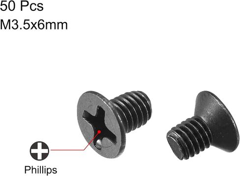 Uxcell M4 x 6mm Phillips Screw Fastener أسود لمفتاح مروحة الكمبيوتر المحمول والتلفزيون 50 قطعة in Saudi Arabia