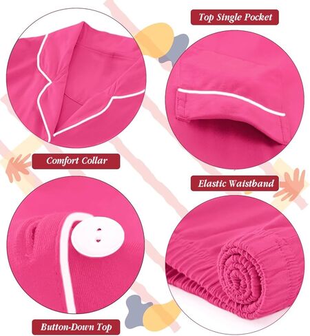 SWOMOG Unisex Girls Boys Modal Pajamas Set Button-Down PJs Short Sleeve Sleepwear Two-Piece Lounge Sets in Kuwait