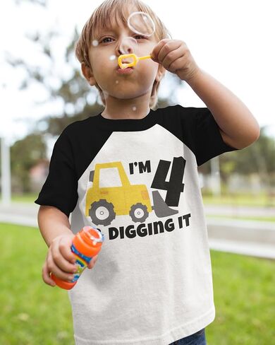 Luke and Lulu Funny Shirts Gifts for 4 Year Old Boys – Roar 4 Dinosaur T-Shirt - Construction - Fourth Birthday Outfit -4T-5T in Saudi Arabia