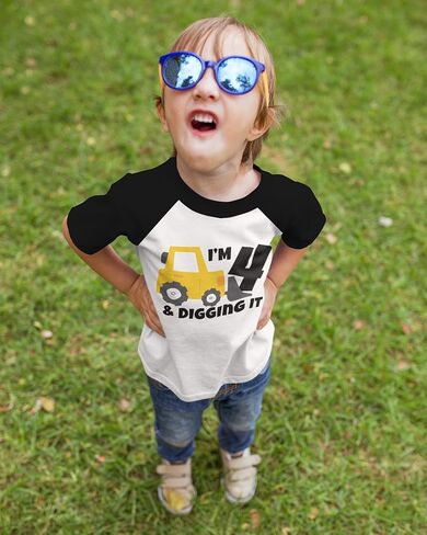 Luke and Lulu Funny Shirts Gifts for 4 Year Old Boys – Roar 4 Dinosaur T-Shirt - Construction - Fourth Birthday Outfit -4T-5T in Saudi Arabia