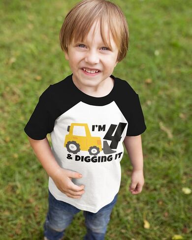 Luke and Lulu Funny Shirts Gifts for 4 Year Old Boys – Roar 4 Dinosaur T-Shirt - Construction - Fourth Birthday Outfit -4T-5T in Saudi Arabia