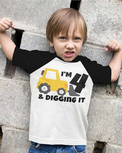 Luke and Lulu Funny Shirts Gifts for 4 Year Old Boys – Roar 4 Dinosaur T-Shirt - Construction - Fourth Birthday Outfit -4T-5T in Saudi Arabia