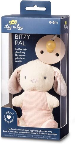 Itzy Ritzy Pacifier & Lovey Set - Natural Rubber Paci with Stuffed Animal Lovey - Detachable Plush Bear Pacifier Holder & Coordinating Natural Rubber Soother, Ideal for Ages 0-6 Months (Bear) in Kuwait