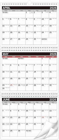 2025 Wall Calendar – Calendar 2025, Jan.2025 - Dec.2025, 3 Month Calendar Vertical Display, 11" x 26", Large Monthly Calendar, Lay- Flat - Classic Black in Kuwait