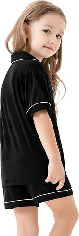 SWOMOG Unisex Girls Boys Modal Pajamas Set Button-Down PJs Short Sleeve Sleepwear Two-Piece Lounge Sets in Kuwait