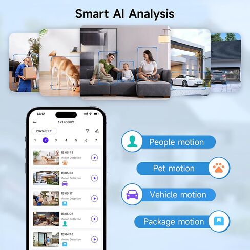Security Cameras Wireless Outdoor, 2K Pan Rotating 300° Battery Powered WiFi Camera with PIR Human Detection, Color Night Vision, 2-Way Audio, Alarm, Weatherproof, Cloud/Local Storage in Saudi Arabia
