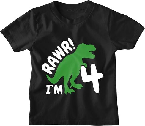 Luke and Lulu Funny Shirts Gifts for 4 Year Old Boys – Roar 4 Dinosaur T-Shirt - Construction - Fourth Birthday Outfit -4T-5T in Saudi Arabia
