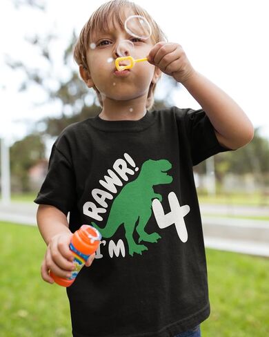 Luke and Lulu Funny Shirts Gifts for 4 Year Old Boys – Roar 4 Dinosaur T-Shirt - Construction - Fourth Birthday Outfit -4T-5T in Saudi Arabia