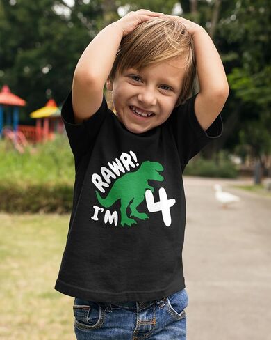 Luke and Lulu Funny Shirts Gifts for 4 Year Old Boys – Roar 4 Dinosaur T-Shirt - Construction - Fourth Birthday Outfit -4T-5T in Saudi Arabia