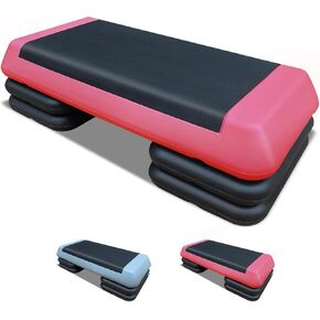 28.5'' Exercise Aerobic Step Platform, 4-6-8inAdjustable Fitness Stepper Workout with 4 Stackable Risers, Aerobics Stepper Workout Stepper for Home Gym Cardio Strength & Training (Red & Gray)