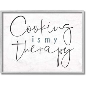 Stupell Industries Cooking is My Therapy Phrase Blue Black White Milli Villa Grey Framed Wall Art, 11 x 14